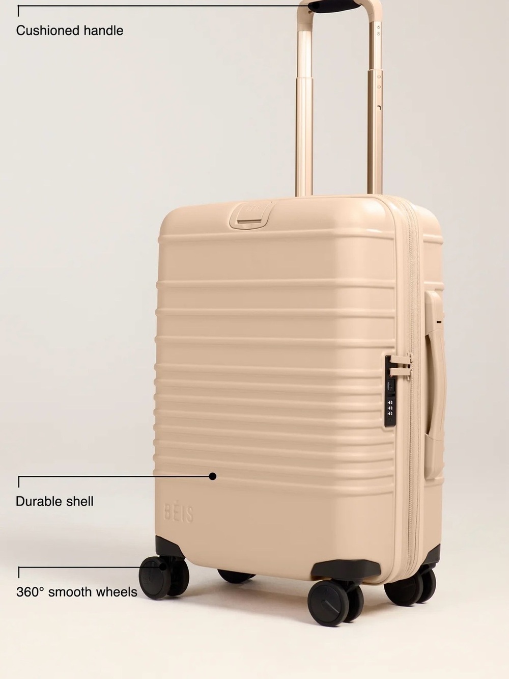 Beige Luggage with Matching Drawstring Bags Roller Carry On - Picture 3 of 4